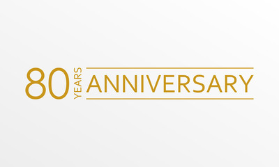 80 years anniversary emblem. Anniversary icon or label. 80 years celebration and congratulation design element. Vector illustration.