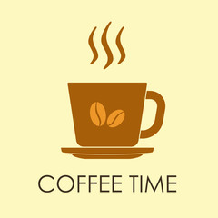 Coffee time banner with coffee cup icon. Vector illustration.
