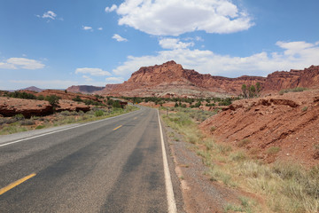 Road through Capitol Reef National Park. Utah. USA