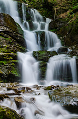 Fototapeta premium Landscape of waterfall Shypit in the Ukrainian Carpathian Mountains on the long exposure