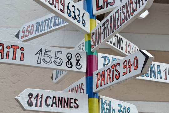 Panneaux fl&egrave;ches vers grandes villes