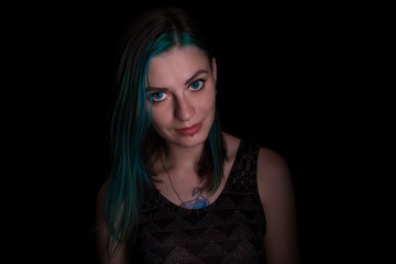 Fototapeta premium Green eye witch posing in studio