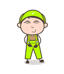 Cartoon Boy Curious Smile Face Vector Illustration