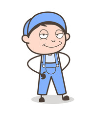 Cartoon Happy Young Boy in Attitude Vector Illustration