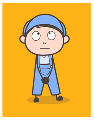 Cartoon Young Boy Thinking Face Vector Illustration