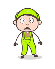 Cartoon Young Employee Frowning Face Vector Illustration