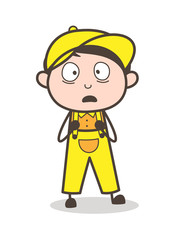 Cartoon Frightened Boy Face Vector Illustration