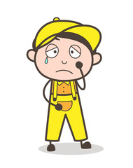 Cartoon Crying Boy Face Vector Illustration
