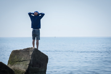 man watching the sea