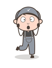 Cartoon Scared Boy Face Vector Illustration