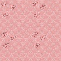 Heart two on pink abstract background