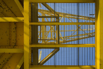 Closeup detail of the yellow crane
