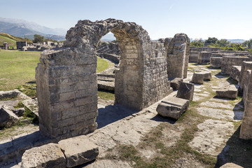 Remains of a Roman amphitheatre in ancient roman town Salona (Solin) near town Split in Croatia, Europe