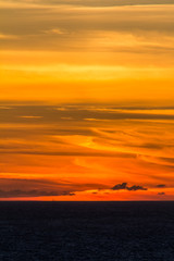 Sunset over the region of Creach 'Maout in Brittany