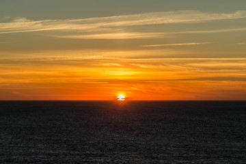 Sunset over the region of Creach 'Maout in Brittany