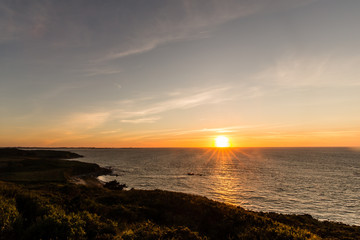 Sunset over the region of Creach 'Maout in Brittany