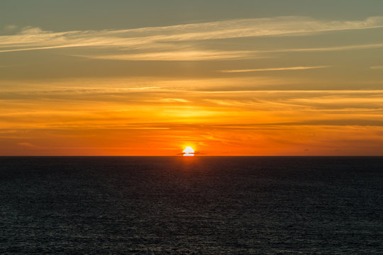 Sunset over the region of Creach 'Maout in Brittany