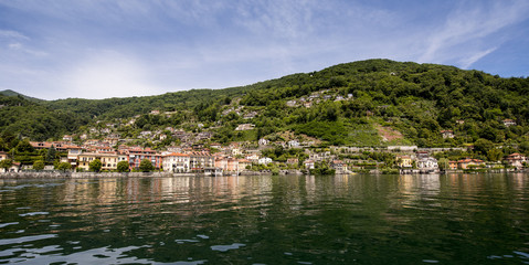 Fototapeta na wymiar The houses of Cannero Riviera on Lake Maggiore - Cannero Riviera , Lake Maggiore, Lombardy, Italy, Europe
