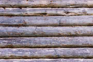 The Wooden logs wall of rural house background