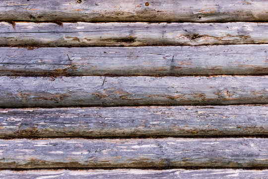 The Wooden logs wall of rural house background