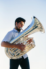 musician playing tuba