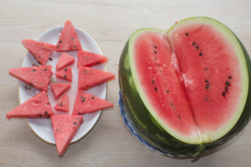 Organic Ripe Seedless Watermelon Cut into Wedges