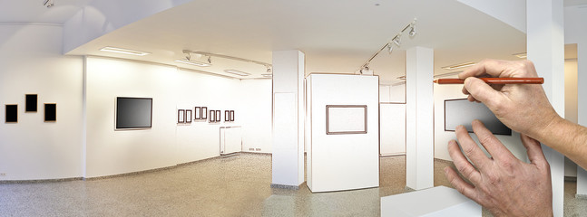 Drawing and planned exhibition gallery