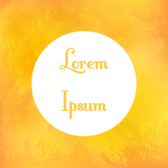 Kids shoes, set, collection of fashion footwear, poster with place for text. Baby, girl, boy, child, childhood. Vector design illustration. Yellow outlines, gold watercolor background.