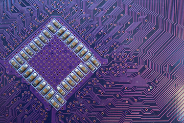 back side of computer motherboard