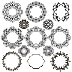 Set of circular ornaments, frame for photo. Vector illustration