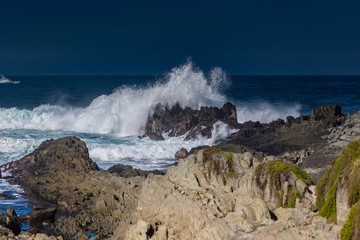 Breaking waves on the coast of the Otter Trail at the Indian Ocean
