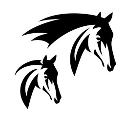 Naklejki  głowa konia prosty czarno-biały projekt wektorowy