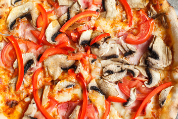 Tasty pizza with mushrooms