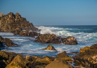 Breaking waves on the coast of the Otter Trail at the Indian Ocean