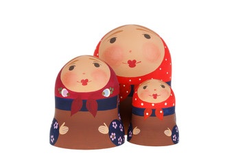 Upper half of Russian dolls Babushka Matrioshka isolated on white background