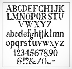 Fototapeta premium Hand drawn sketch font on white background