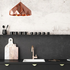 Mockup interior kitchen in loft style. 3d rendering. 3d illustration.