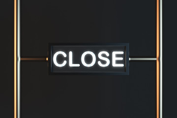 Close sign on black background