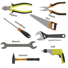 Set of tools for construction and repair.