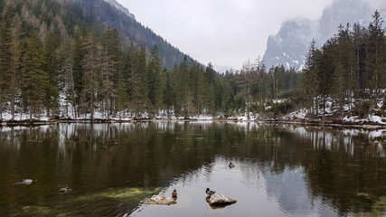 Alpine lake in winter