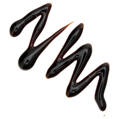 Balsamic vinegar cream isolated on white background. Italian salad dressing, sauce.