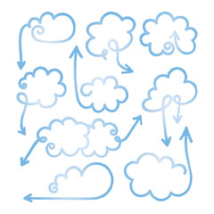 Set of speech bubbles with arrows