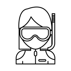 woman with snorkel mask icon