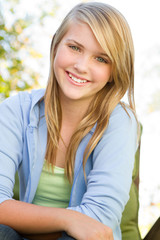 Young teen girl outside.