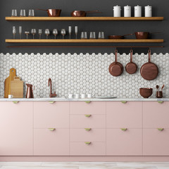 Mockup interior kitchen in loft style. 3d rendering. 3d illustration.