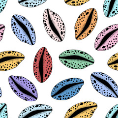 Seamless sea pattern with colorful shells.Colorful vector summer background.Textile texture