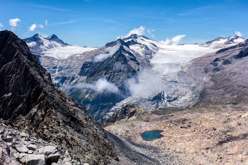 Lobbie and Mandrone glaciers seen from Presena