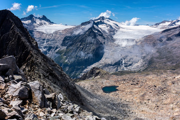 Lobbie and Mandrone glaciers seen from Presena