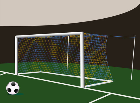 Soccer goal with two colors net.