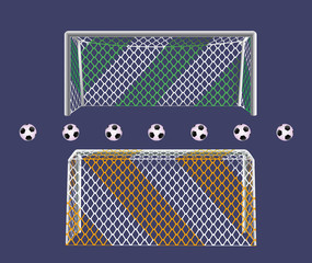 Soccer goal with two colors net.